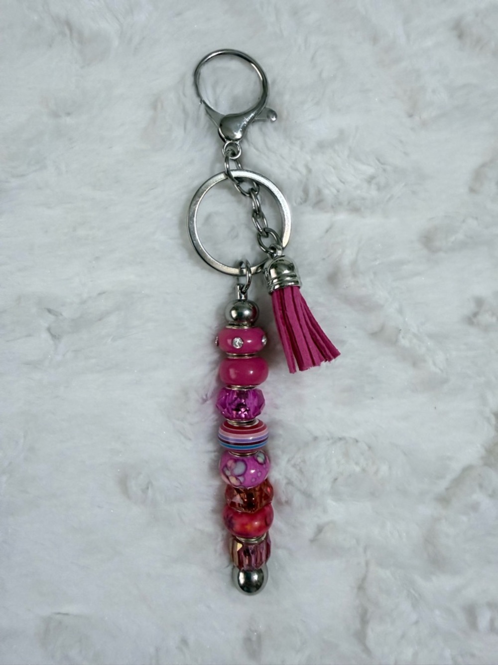 Handmade by Me! Pink Beaded Tassel Keychain - Women Accessories